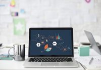 Open laptop on a worktop