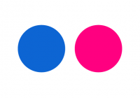 Flickr logo blue and pink circles on white square